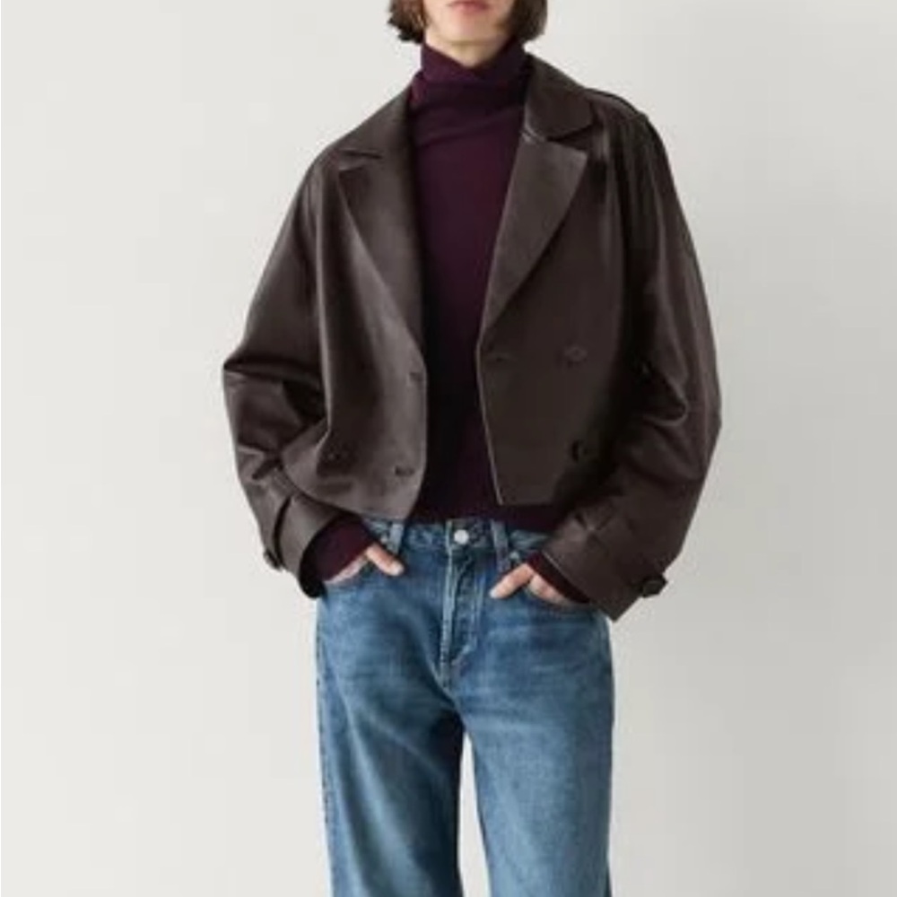 Massimo Dutti cropped leather trench